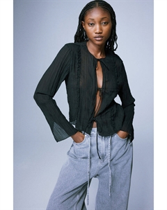 Прозрачный топ с завязками спереди, черный H&m