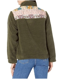 Пуловер 1/2 Zip Quilted Sherpa Pullover, оливковый Lucky brand