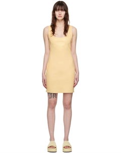Желтое мини-платье из искусственной кожи Sawyer Stand studio