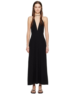 Черное платье макси с двойной бретелькой на бретельках Toteme