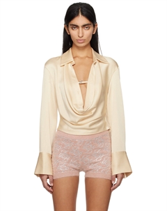 Бежевая блузка с воротником-хомутом Blumarine