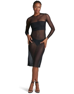 Платье Chic Mesh Long Sleeve Midi TU302, черный Commando