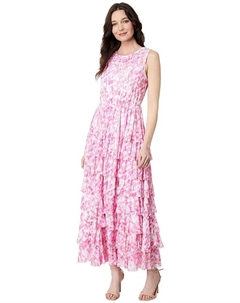 Платье Mesh Ruffled Maxi, розовый Vince camuto