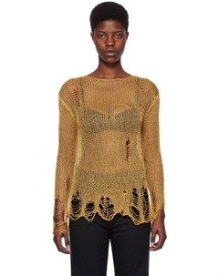 Золотой рваный свитер R13