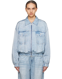 Синий джинсовый бомбер с принтом Alexander wang