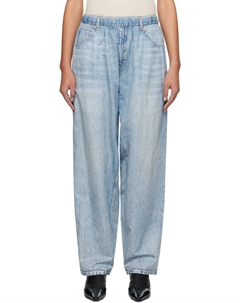 Синие джинсовые спортивные брюки с принтом Alexander wang