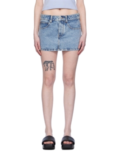 Синяя джинсовая мини-юбка со стразами Alexander wang