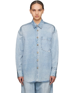 Синяя джинсовая рубашка с принтом Alexander wang