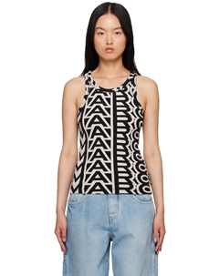 Черно-бежевая майка The Monogram Rib Tank L Marc jacobs
