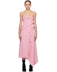 Розовое платье-макси с рюшами Msgm