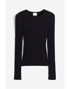 Лонгслив Rib-knit, черный H&m