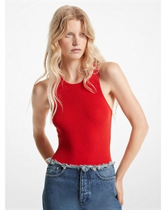 Боди эластичной вязки в рубчик с открытой спиной, красный Michael kors