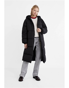 Длинный пуховик, черный Stradivarius