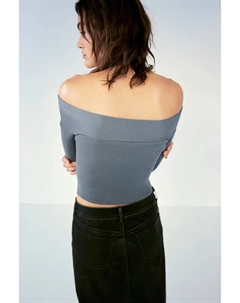 Рубашка без плеч из трикотажа в рубчик, серый H&m