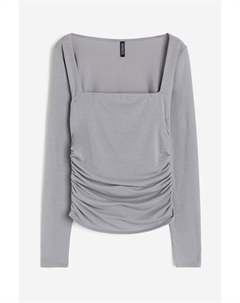 Топ Gathered Square-neck Top, серый H&m
