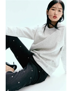 Прямые джинсы с декоративными люверсами, черный H&m