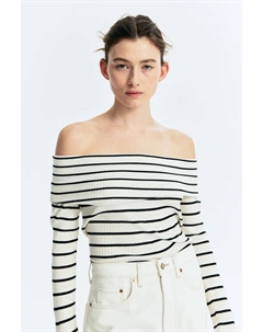 Рубашка без плеч из трикотажа в рубчик, черный H&m