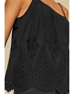 Топ Майка с вышивкой и блестками на подоле, черный Next