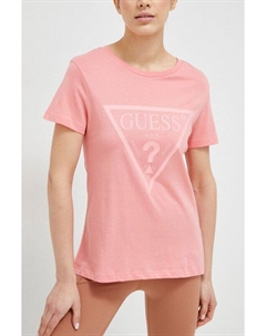 Хлопковая футболка, розовый Guess