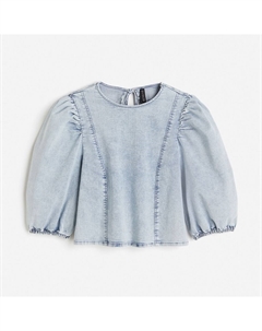 Топ Puff-sleeved Denim, синий H&m