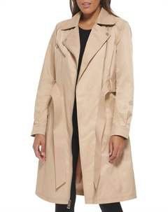 Тренч с асимметричной молнией и лацканами Notch, хаки Guess