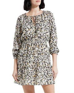 Мини-платье из шелкового блузона с графическим рисунком, цвет White Multi Theory