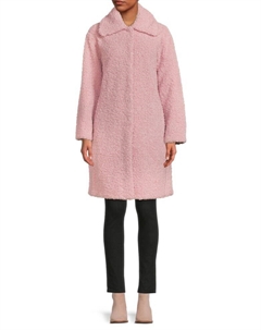 Пальто из искусственного меха с воротником, розовый Apparis