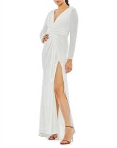 Драпированное платье с разрезом, белый Mac duggal