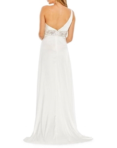 Плиссированное платье Mac на одно плечо, белый Mac duggal