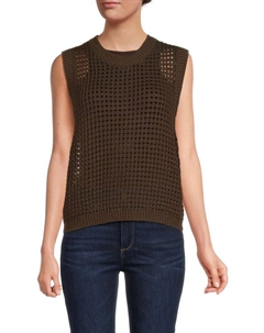 Открытый вязаный жилет-свитер с круглым вырезом, коричневый Theory