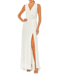 Платье А-силуэта с драпировкой, белый Mac duggal