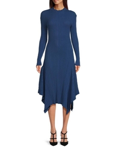 Асимметричное платье-свитер в рубчик, синий Kenzo