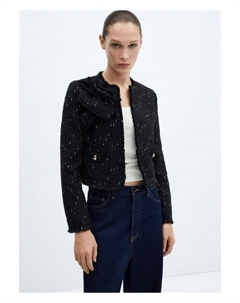 Твидовый жакет с узлом, черный Mango