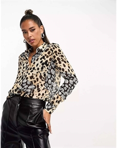 Мягкая рубашка с длинными рукавами и анималистичным принтом Asos