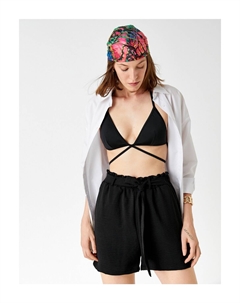 Шорты с высокой талией и поясом, черный Koton