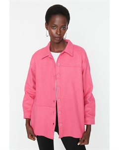 Тканая рубашка с карманами фуксии, розовый Trendyol