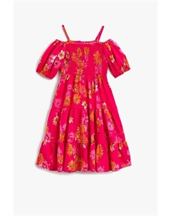 Платье миди с цветочным принтом для девочек, розовый Koton