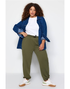 Спортивные штаны больших размеров - Хаки - Джоггеры Trendyol