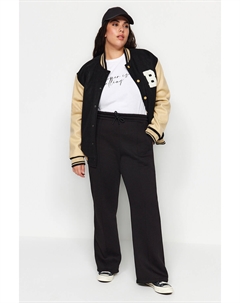 Черные трикотажные спортивные штаны на толстой флисовой подкладке, черный Trendyol