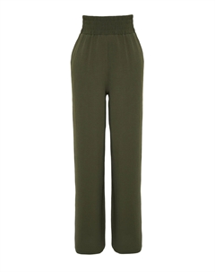 Широкие тканые брюки цвета хаки с высокой талией Trendyol