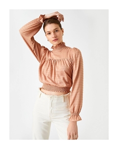 Блузка в горошек с длинными рукавами, розовый Koton