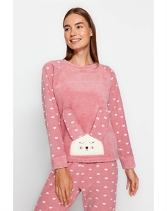 Пижамный комплект - Розовый - Однотонный, розовый Trendyol