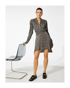 Атласное мини-платье с геометрическим узором, серый Koton