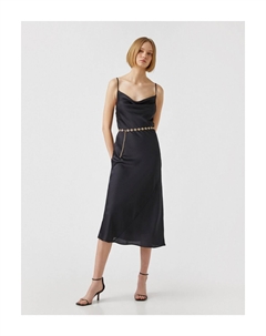 Атласное платье-миди, черный Koton