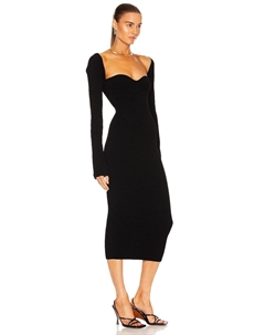 Платье Beth Long Sleeve Bustier, черный Khaite