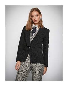 Melis Ağazat X - Жаккардовый пиджак с карманами и деталями, черный Koton