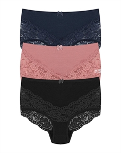 Хлопковые женские трусики больших размеров с V-образным вырезом и высокой талией сзади и спереди, состоящие из 3 предметов, черный порох Hnx