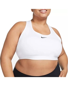 Женский спортивный бюстгальтер с мягкой подкладкой средней поддержки Swoosh (большие размеры), белый Nike