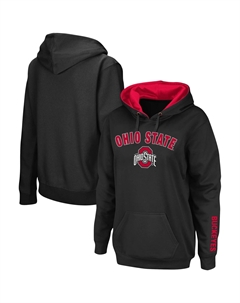 Женский черный пуловер с капюшоном Ohio State Buckeyes Arch & Logo 1 Colosseum