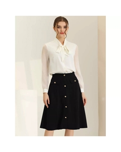 Женские формальные рабочие юбки-трапеции-миди на пуговицах спереди, серый Allegra k